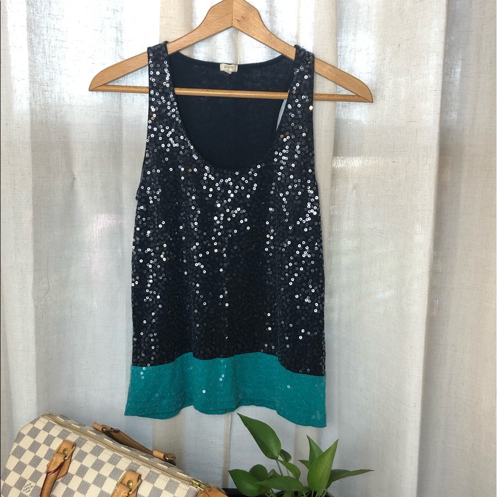 ⭕️Sold⭕️J. Crew Scattered Sequin Colorblock Tank